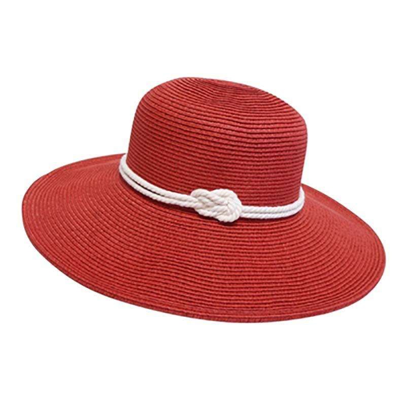 Nautical Look Rope Tie Double Knot Red Sun Hat – Boardwalk Style Red Medium (57 cm)