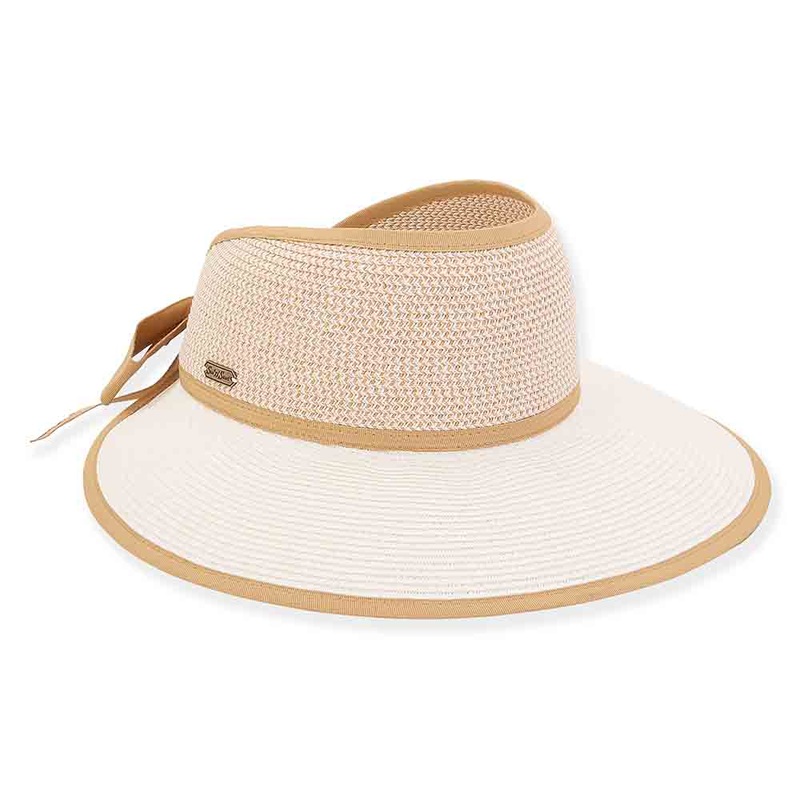 Open Crown Sun Visor Hat for Ponytail – Sun ‘n’ Sands Hats Ivory M/L (58 cm)