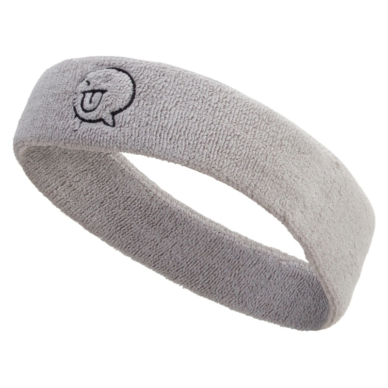 Teasing Face Embroidered Head Band Terry Lt Grey One Size