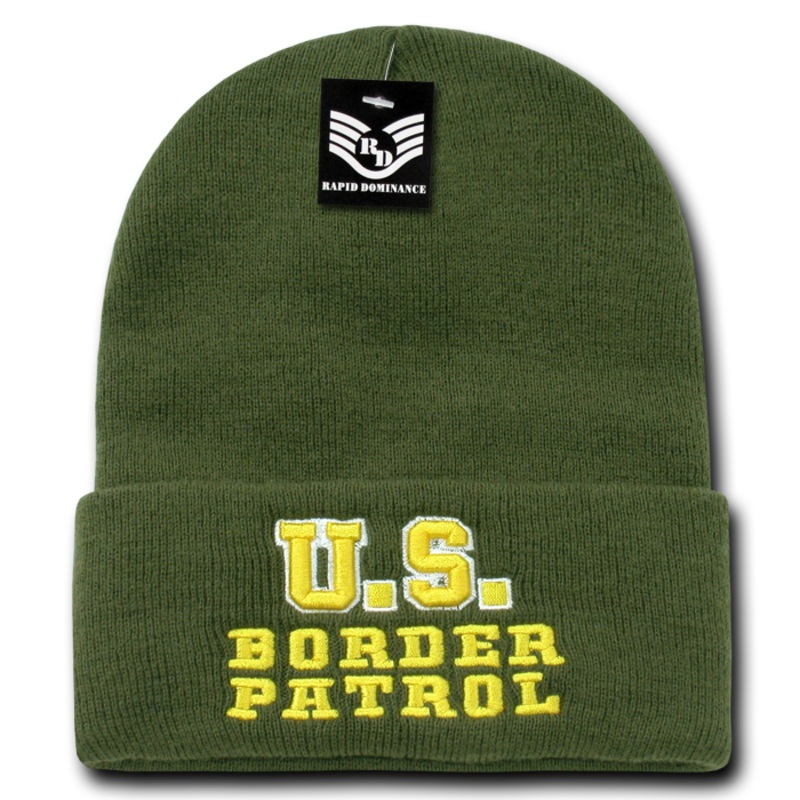 US Border Patrol Law Enforcement Knit Beanie Cap – R81 Olive