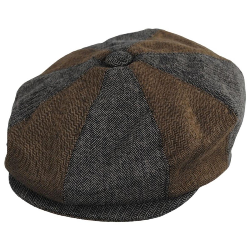Wholesale Reading Cotton Mixed Herringbone Newsboy Cap B2B Pre-Pack BROWN/GREY 1S-3M-4L-3XL-1XXL