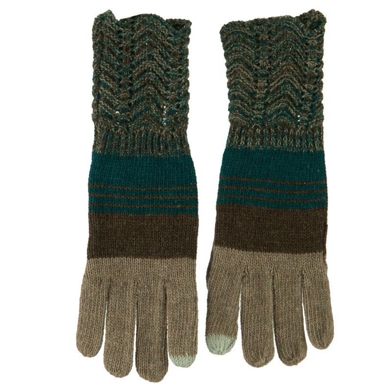 Women’s Lace Knit Striped Texting Glove Black One Size