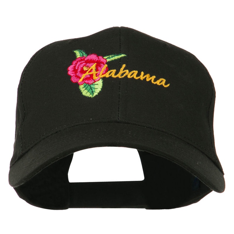 Alabama State Camellia Flower Embroidered Cap Black One Size