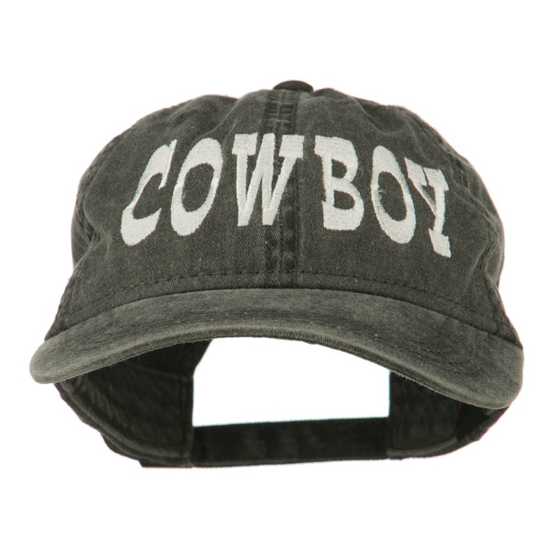 Cowboy Embroidered Washed Cap Black One Size