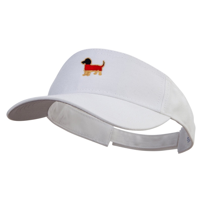 German Daschund Dog Embroidered Cotton Sports Visors White One Size