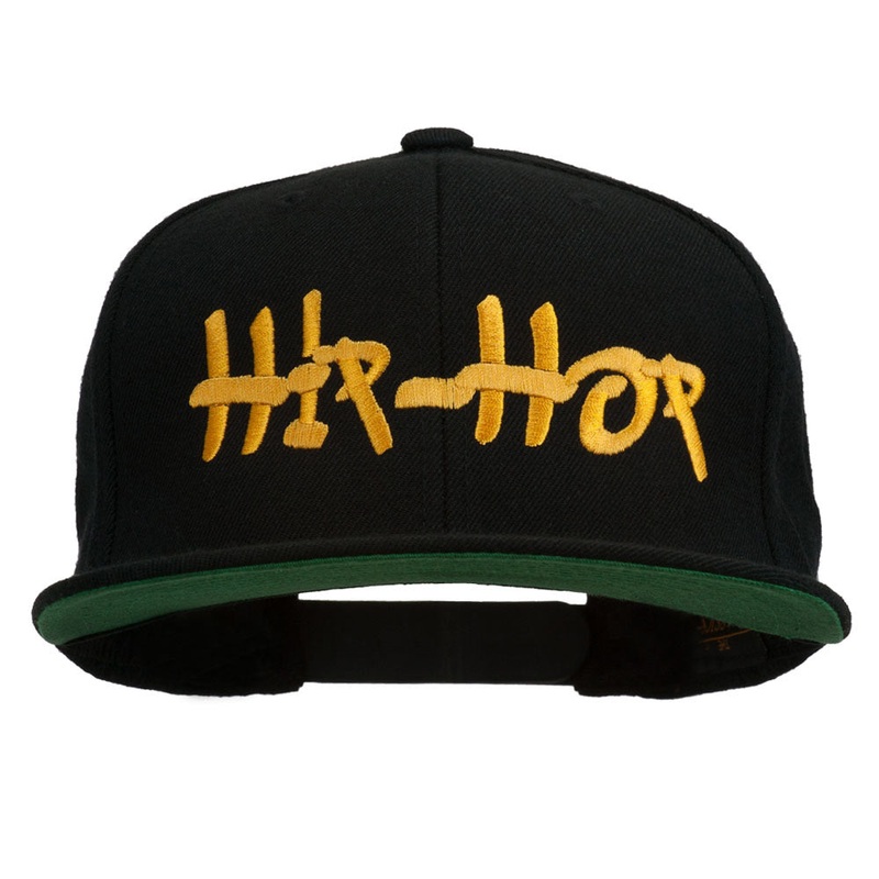 Hip Hop Music Embroidered Snapback Flat Bill Cap Black One Size