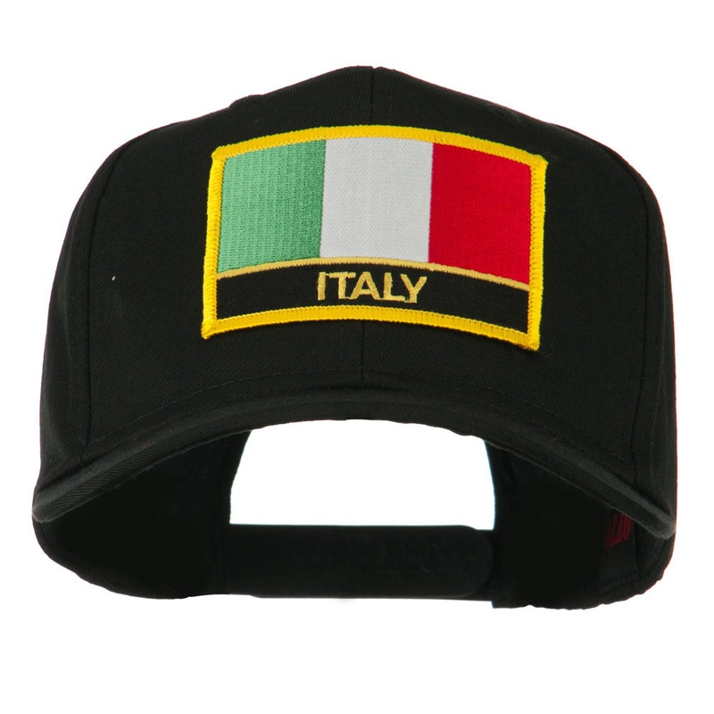 Italy Flag Patched Twill Pro Style Cap Black One Size