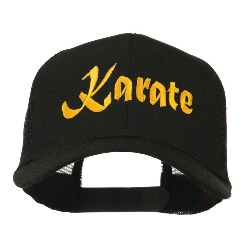 Karate Embroidered Mesh Trucker Cap Black One Size