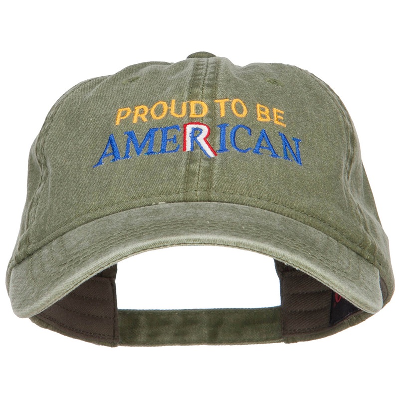 Proud to be American Embroidered Washed Cap Olive One Size