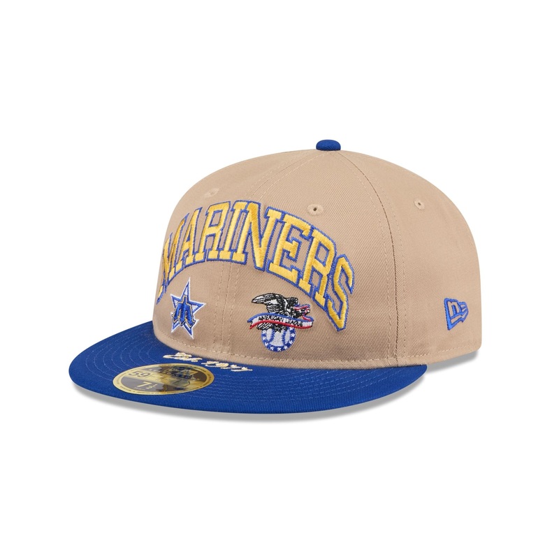Seattle Mariners Camel Retro Crown 59FIFTY Fitted Hat 7