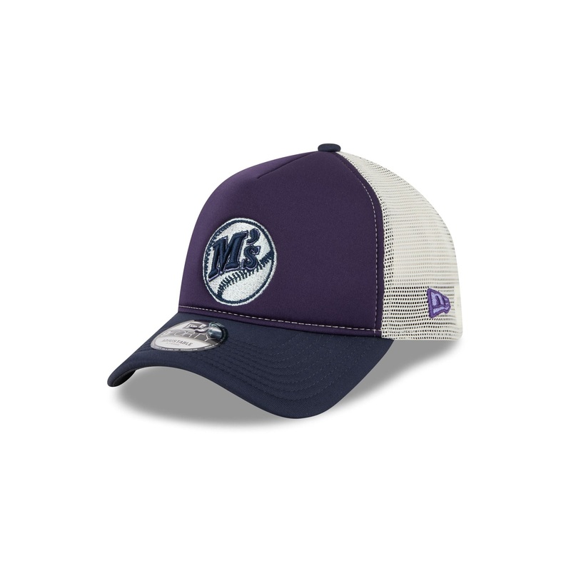 Seattle Mariners Navy Purple 9FORTY A-Frame Trucker Hat One Size