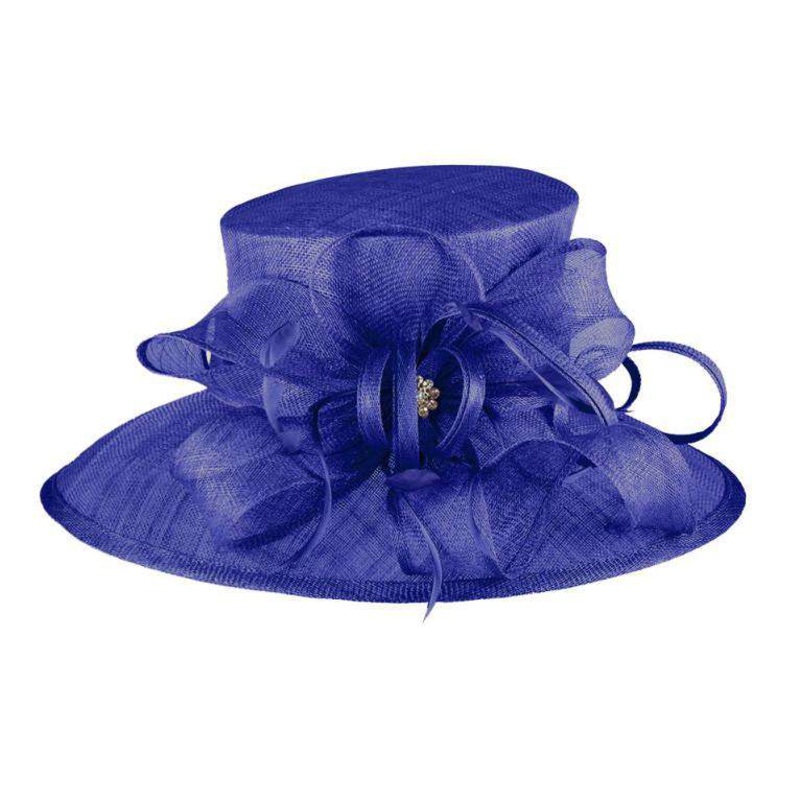 Sinamay Derby Hat with Loopy Bow Royal Blue
