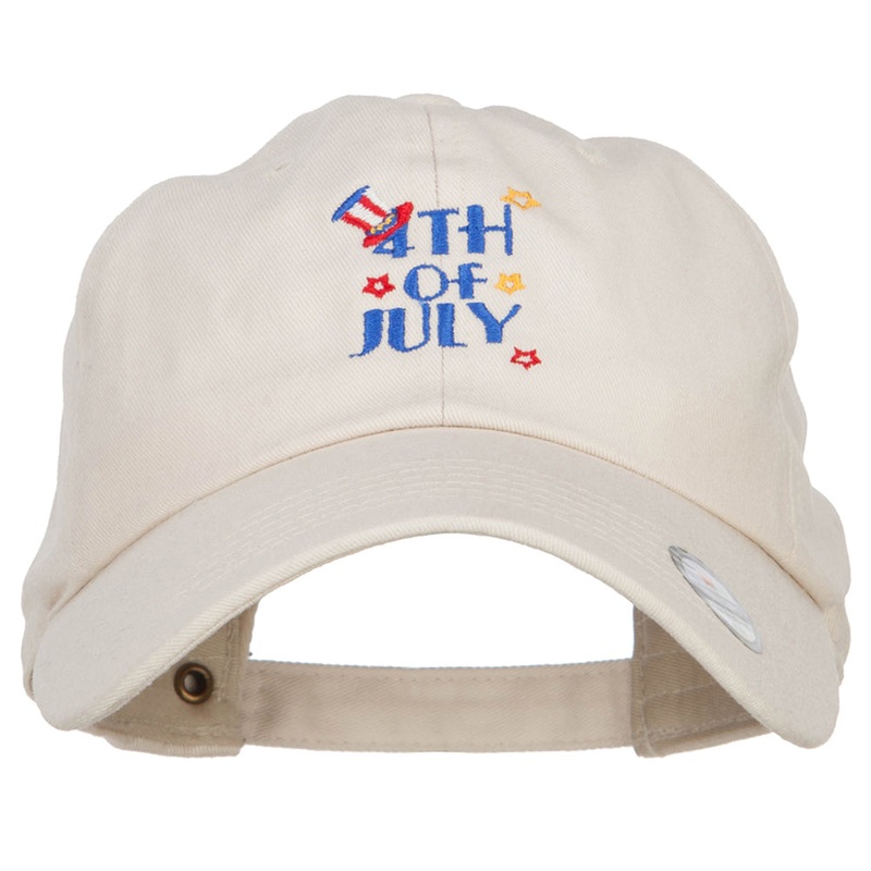 Uncle Sam 4th of July Embroidered Unstructured Cap Beige One Size