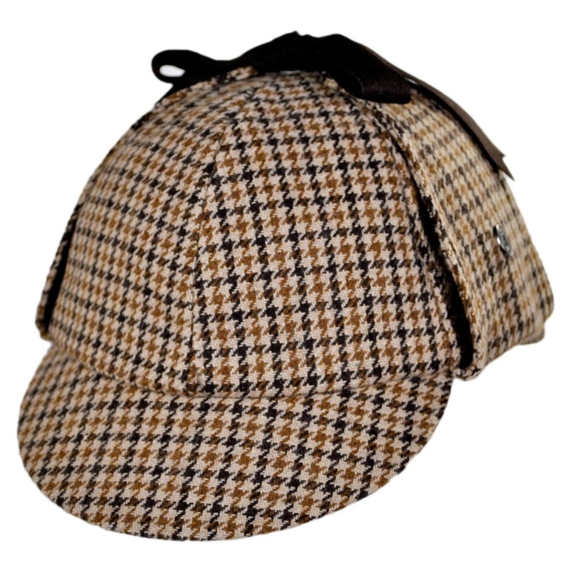 Wholesale Sherlock Holmes Houndstooth Wool Blend Hat B2B Pre-Pack BROWN 1S-3M-4L-3XL-1XXL