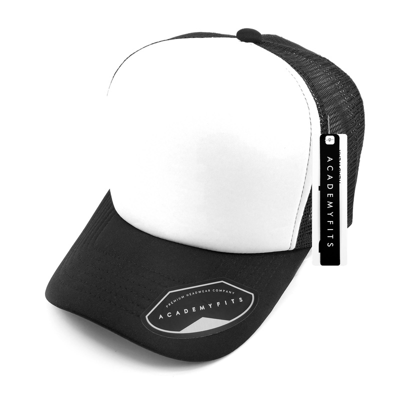 Academy Fits Foam Curve Trucker Hat Snapback – 2074W White/Black