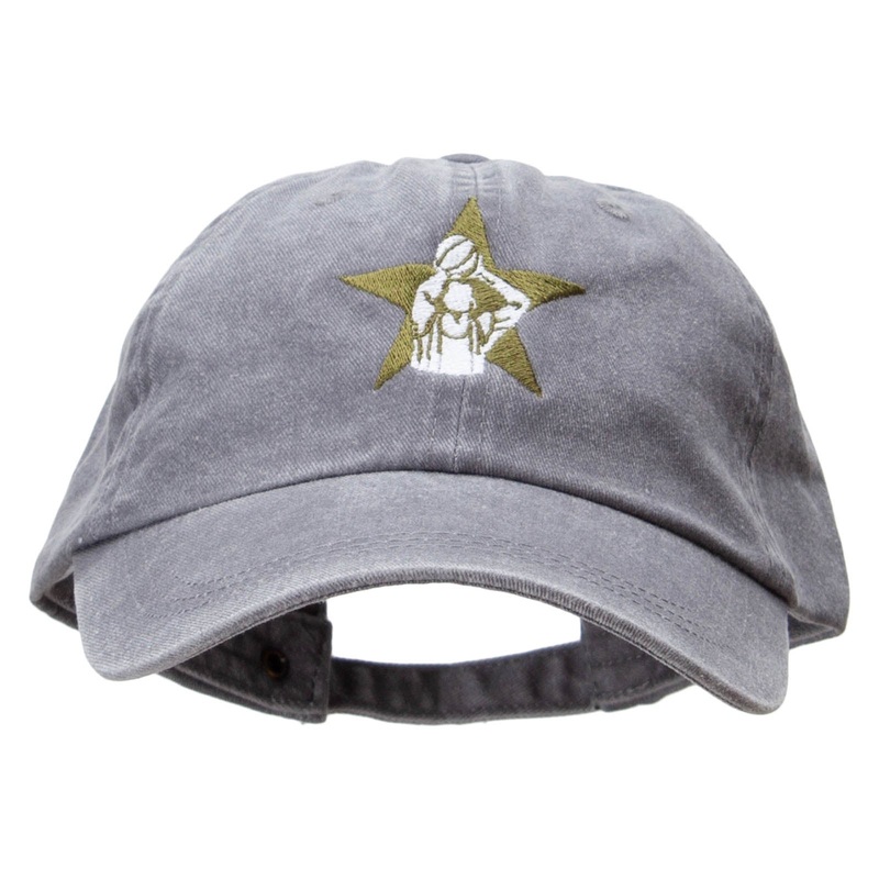 Basketball Star Embroidered Pigment Dyed Wash Cap Grey One Size