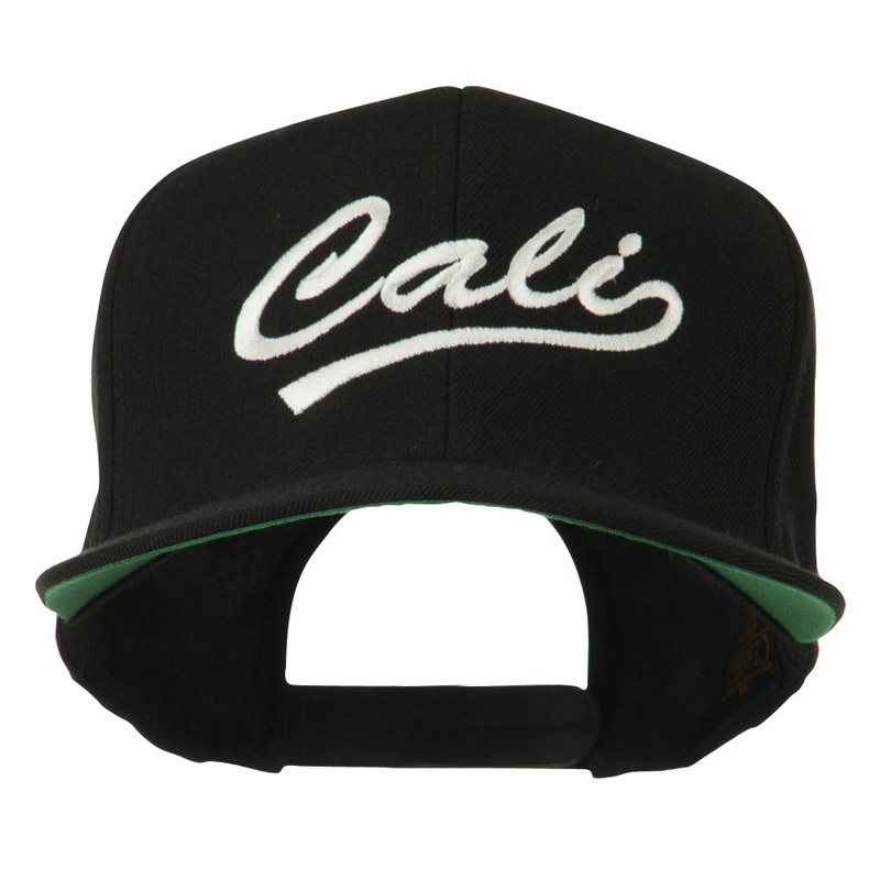Cali Embroidered Flat Bill Cap Black One Size