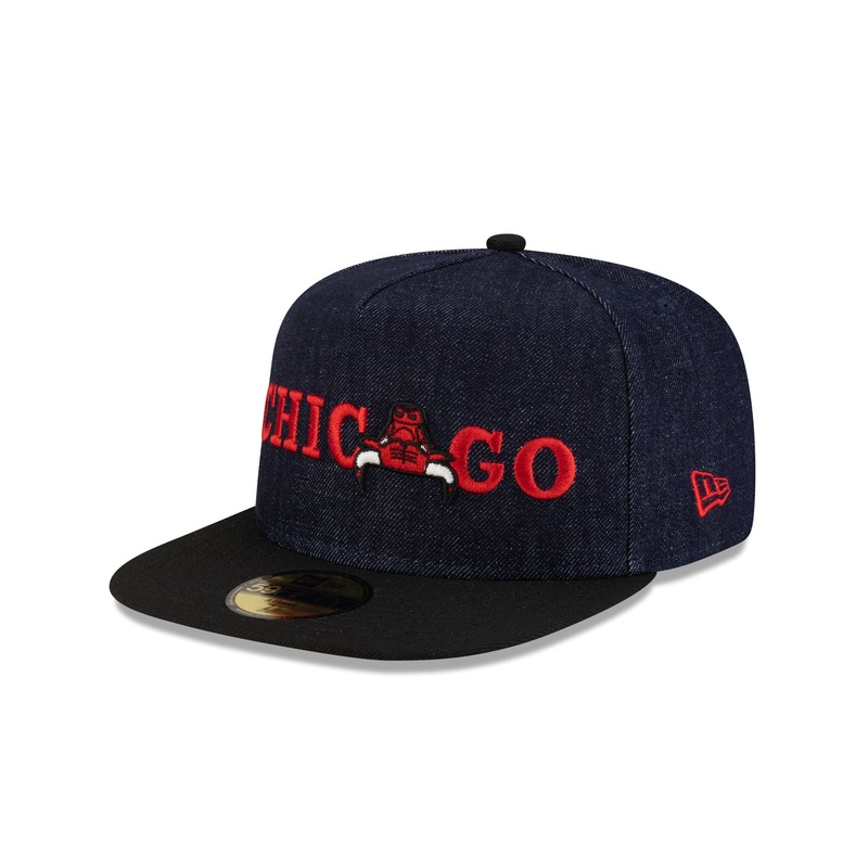 Chicago Bulls Navy Denim 59FIFTY A-Frame Fitted Hat 7