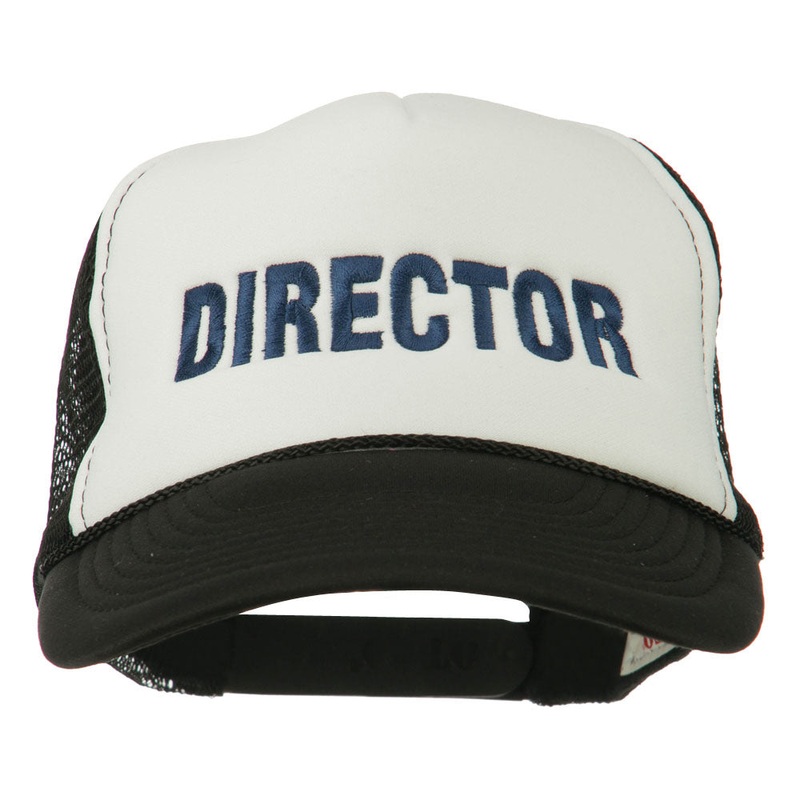 Director Embroidered Foam Mesh Back Cap Black White One Size