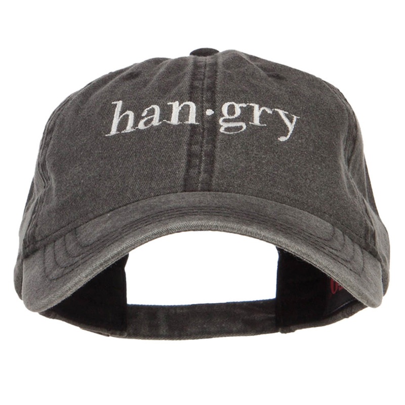 Hangry Embroidered Washed Cap Black One Size