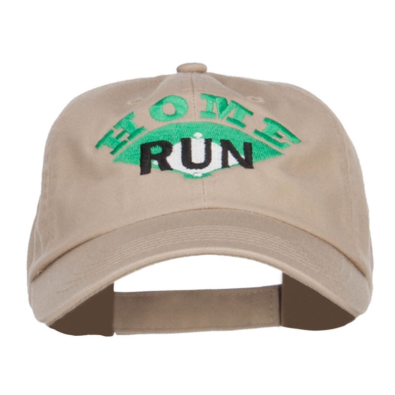 Home Run Embroidered Pet Spun Cap Khaki One Size