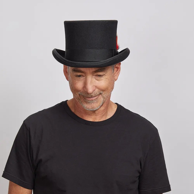 Majestic | Mens Wool Top Hat with Carriage Hat Band Black SM