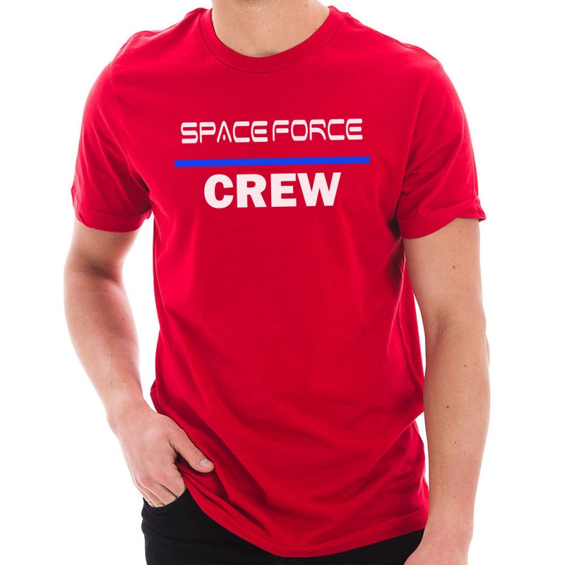 NASA Space Force Crew Designed Short Sleeve Cotton Jersey T-Shirt Red XS