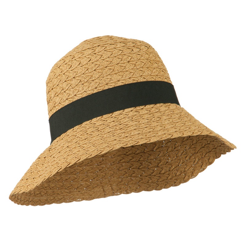 Women’s UPF 50+ Wide Brim Braided Sun Hat Tan One Size
