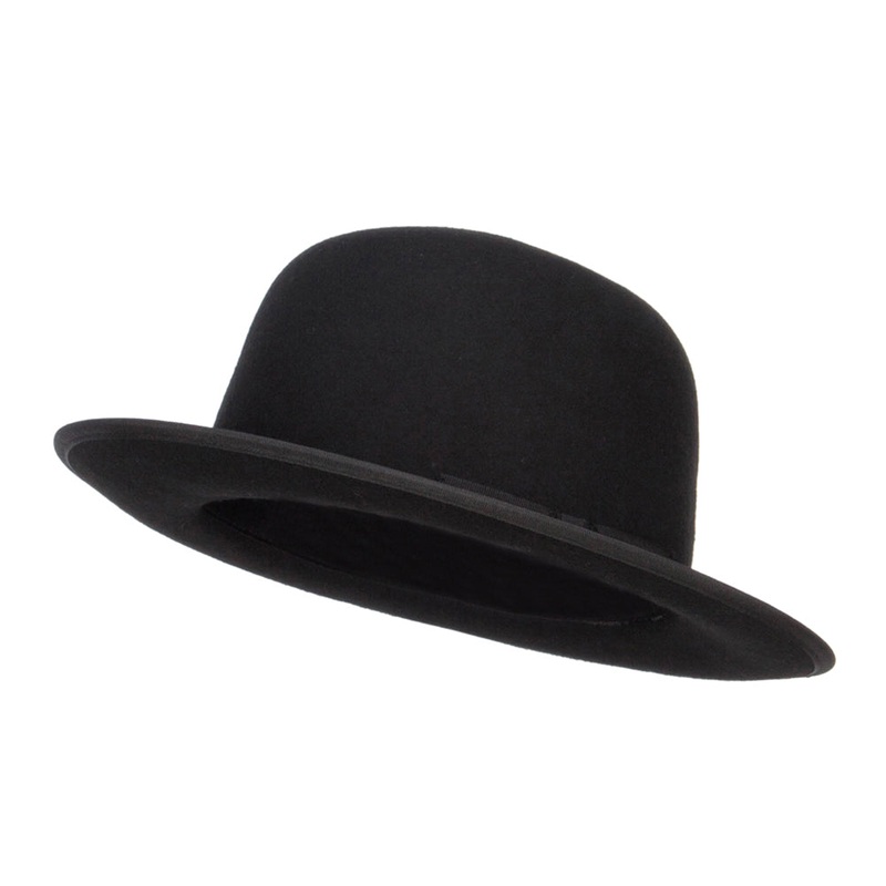 Wool Felt Bowler Wide Brim Hat Black M
