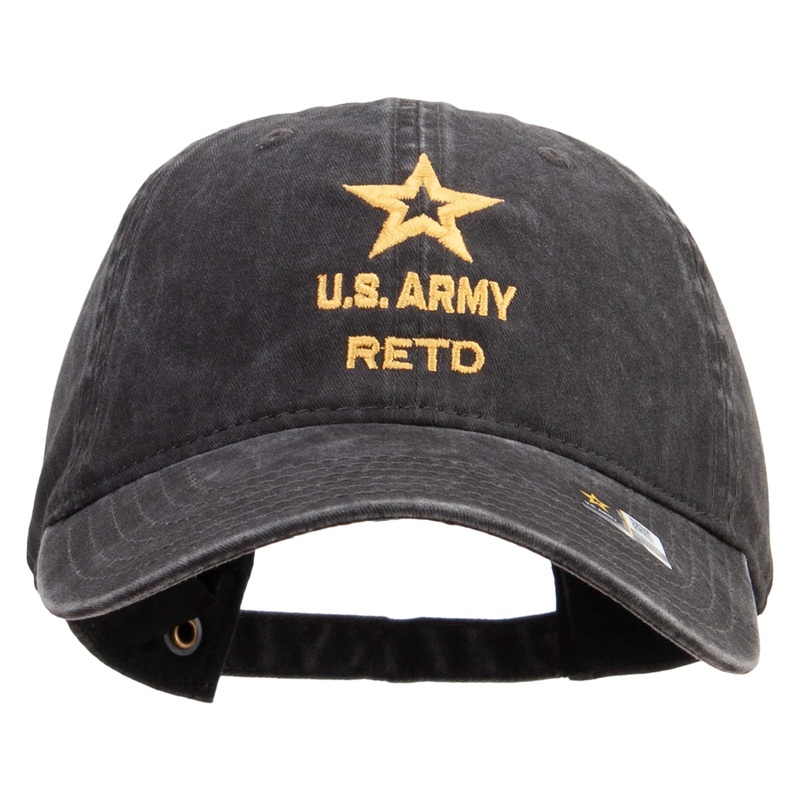 Wording of U.S. Army Embroidered Washed Solid Pigment Dyed Cotton Twill Brass Buckle Cap Navy One Size