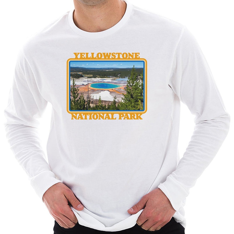 Yellowstone Painting Cotton Premium Long Sleeve Graphic Shirt White XS