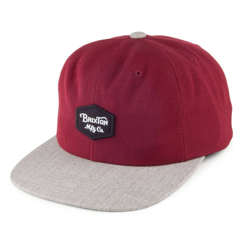 Brixton Hats Trig Snapback Cap – Burgundy-Grey Adjustable