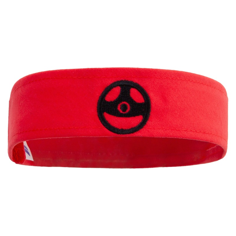 Car Steering Wheel Embroidered Cotton Twill Stretchable Hat Band Red One Size