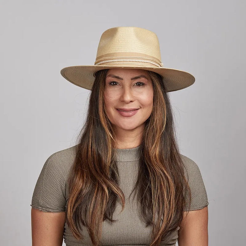 Corinth | Womens Wide Brim Straw Fedora Hat Ivory SM