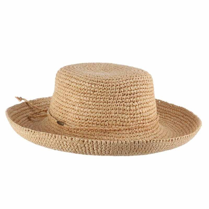 Crocheted Raffia Kettle Brim Hat – Scala Hats Natural OS