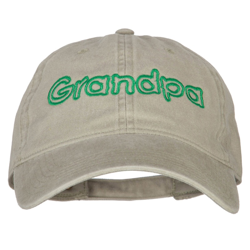 Grandpa Outline Embroidered Washed Cotton Twill Cap Stone One Size