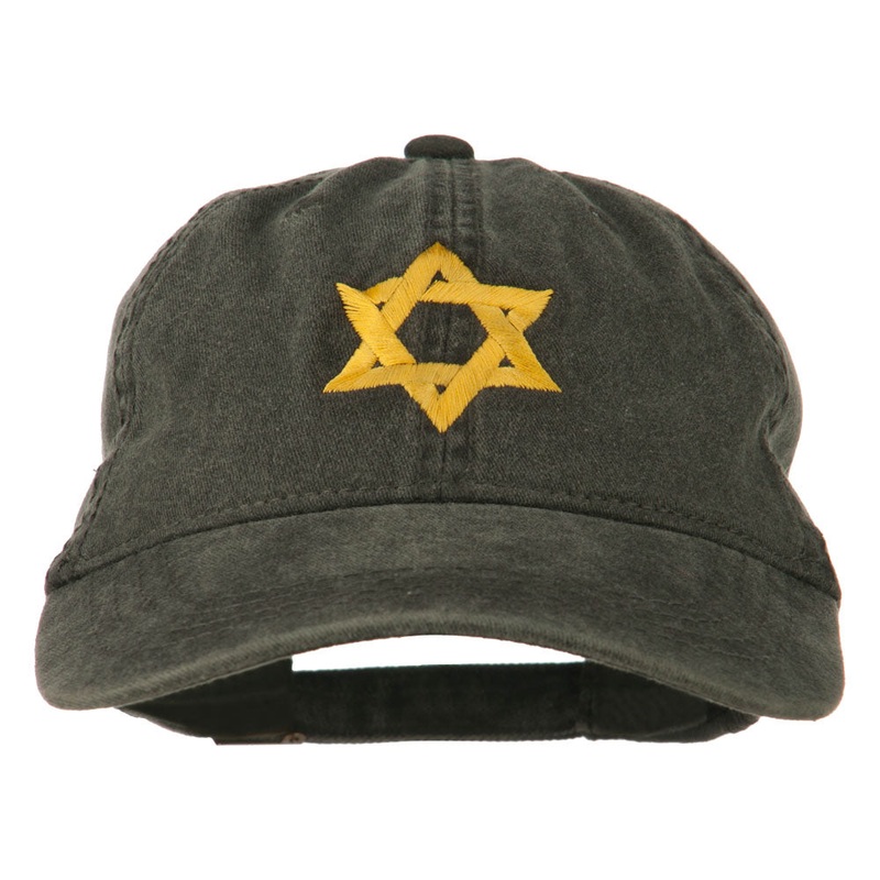 Jewish Star of David Embroidered Washed Cap Black One Size