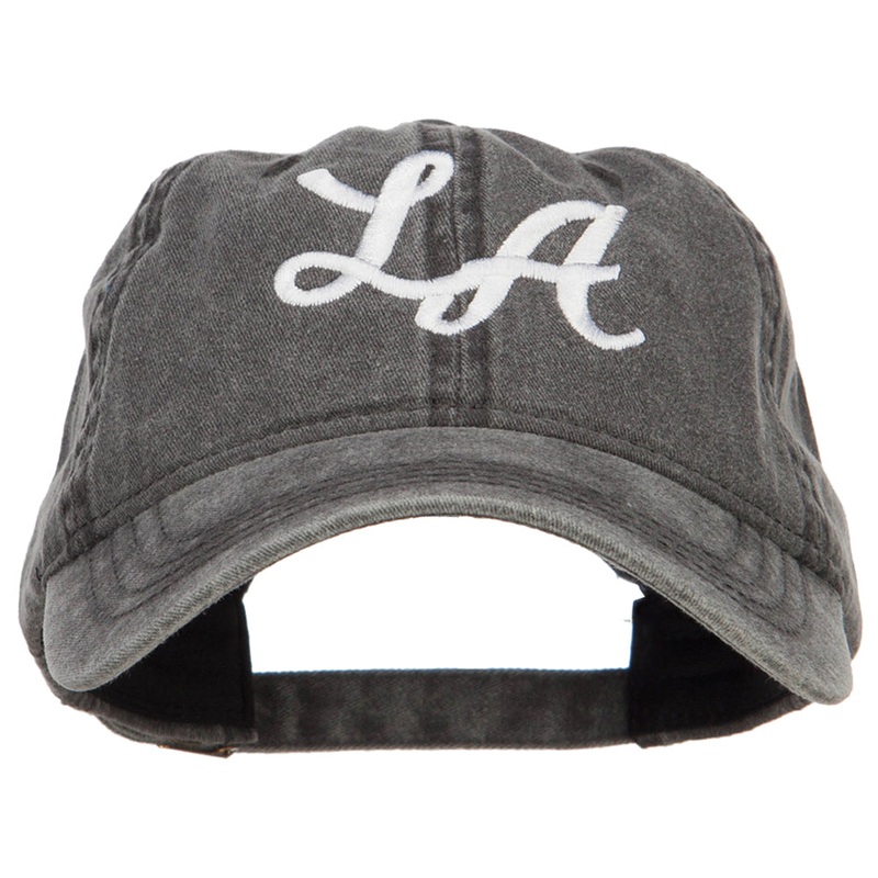 LA Embroidered Washed Buckled Cap Black One Size