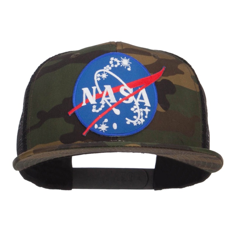 NASA Insignia Patched Camo Mesh Snapback Camo Black One Size