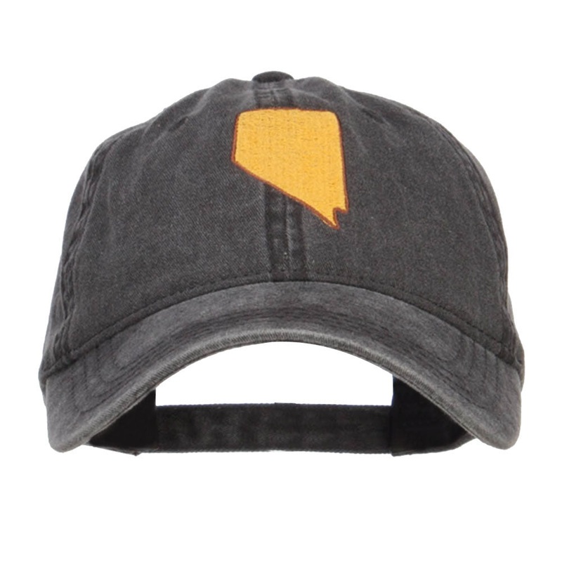 Nevada State Map Embroidered Washed Cap Black One Size