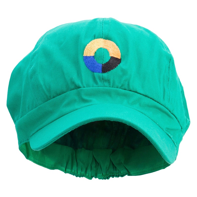Number 0 Embroidered Cotton Elastic Newsboy Cap Lime One Size