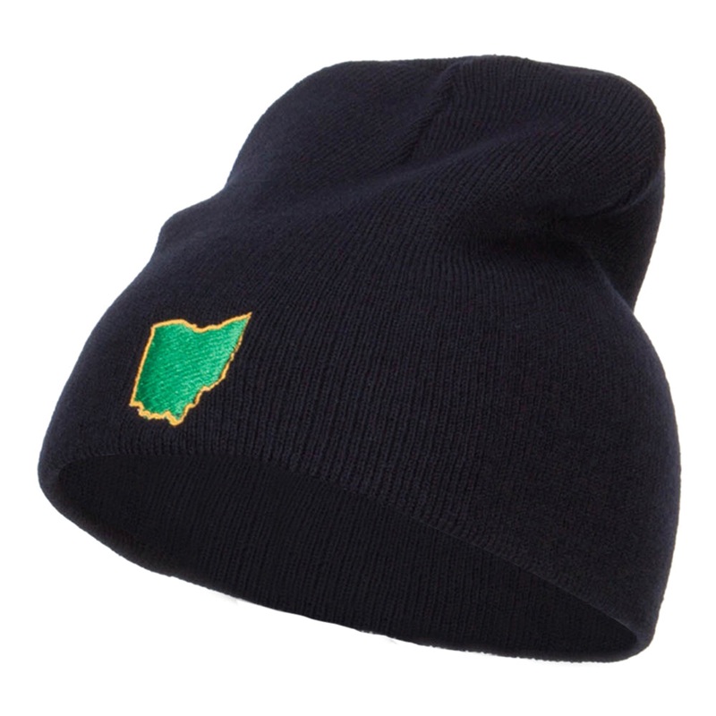 Ohio State Map Embroidered Short Beanie Navy One Size