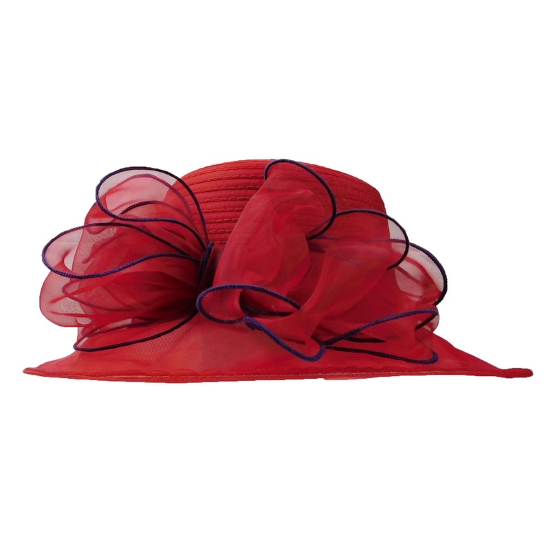 Organza Hat with Large Bow Red