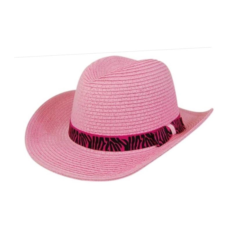 Petite Pink Cowgirl Hat with Animal Print Band Pink XS (54 cm)