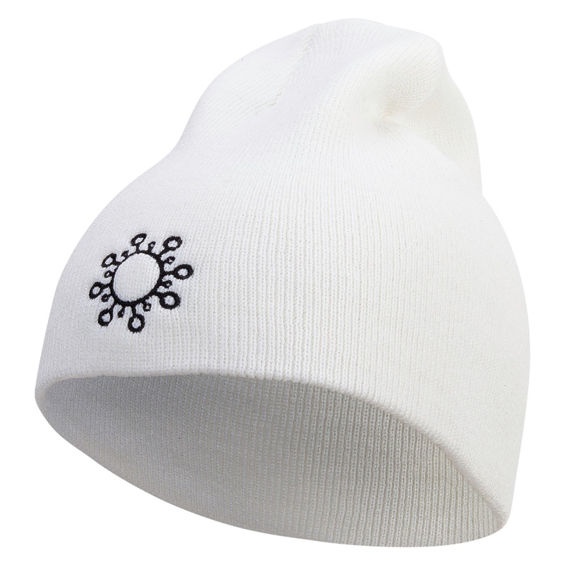 Science Embroidered 8 inch Acrylic Short Blank Beanie White One Size
