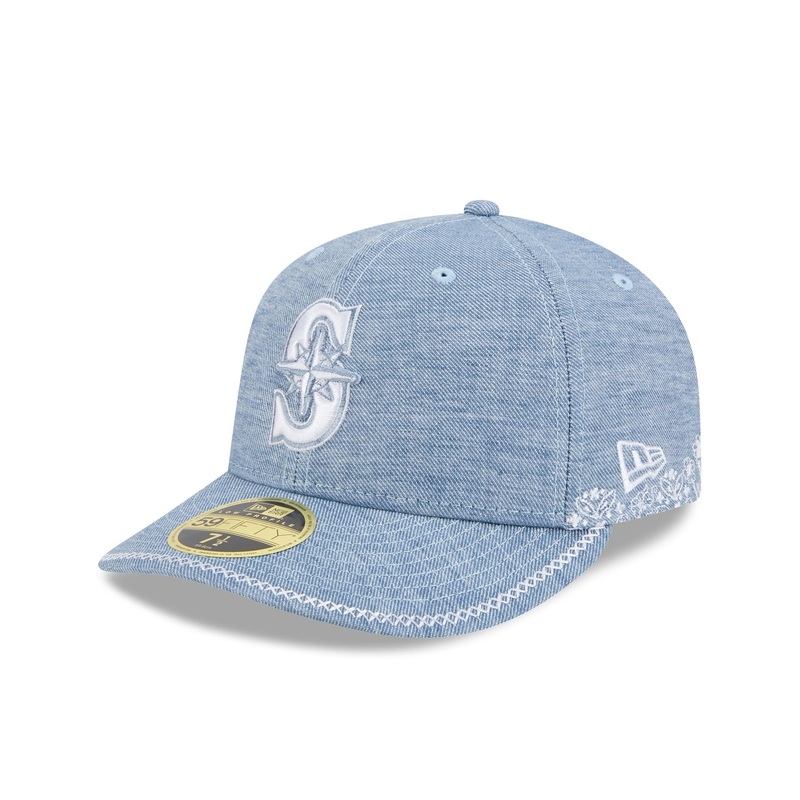 Seattle Mariners Hand Stitched Chambray Low Profile 59FIFTY Fitted Hat 7