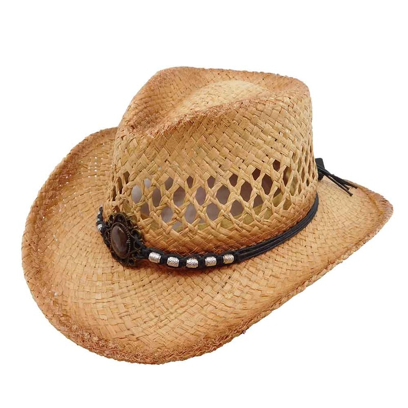 Small Size Straw Cowboy Hat with Concho – Milani Hats Tan XS (54 cm)