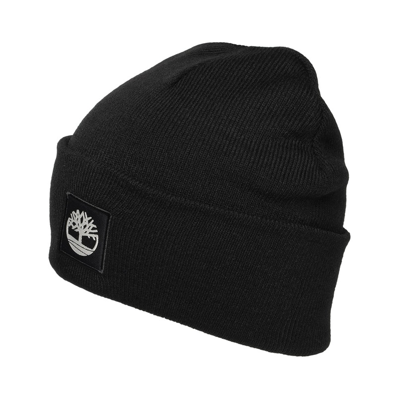 Timberland Hats Tonal Patch Cuffed Beanie Hat – Black 1-Size
