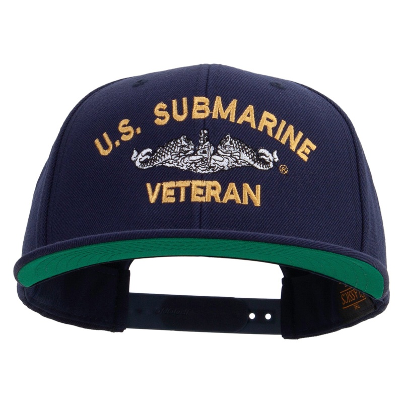 US Submarine Veteran Embroidered Wool Blend Prostyle Snapback Cap Navy One Size