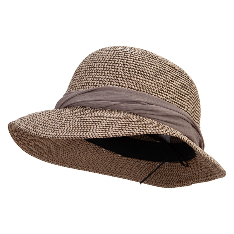 Women’s Asymmetrical Paper Braid Hat Black Tweed One Size